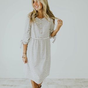 Roolee White and Black Striped Dress